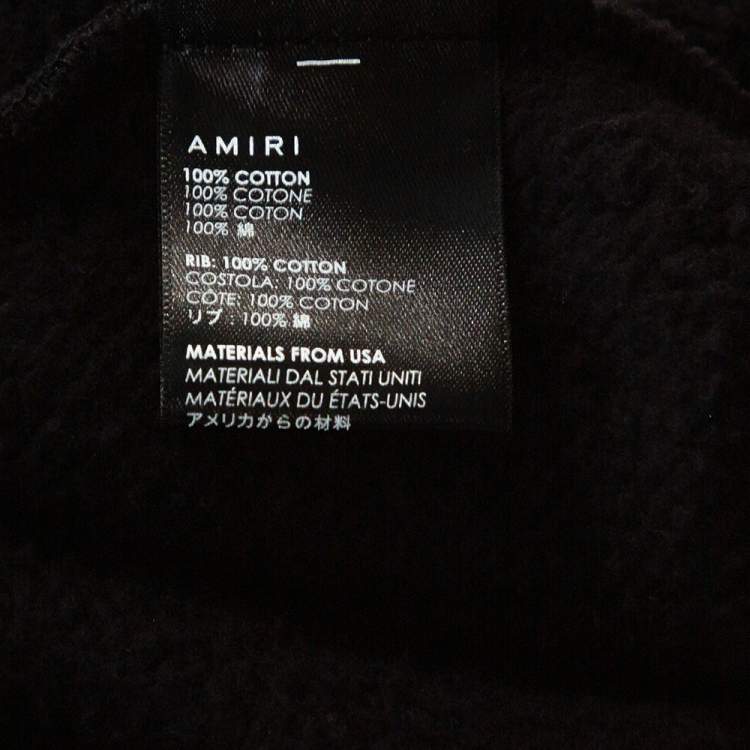 Pre Owned Amiri Black Logo Print Cotton Mix Patch Hooded Sweatshirt M