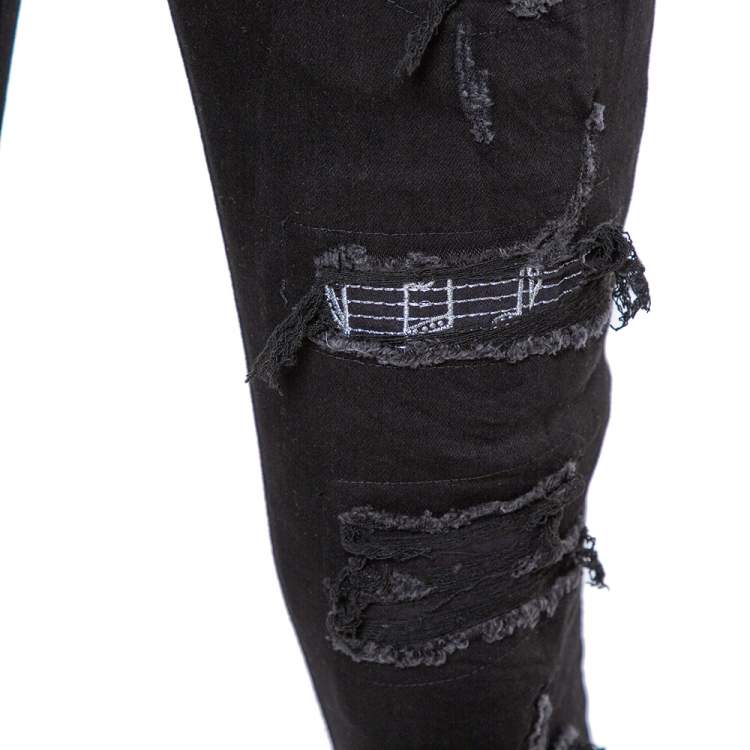 مملوكة مسبقًا Amiri Black Denim Music Note patch Detail Distressed Jeans M