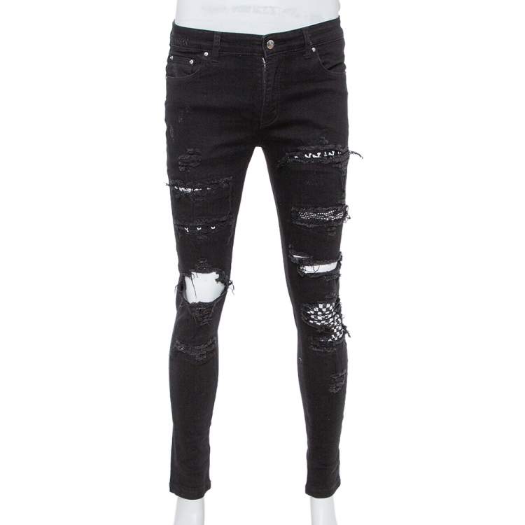 Destructed and Patched Skinny Denim
