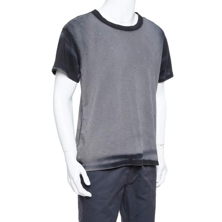 Amiri Black & Grey Cotton Washed Out Effect Shotgun T Shirt
