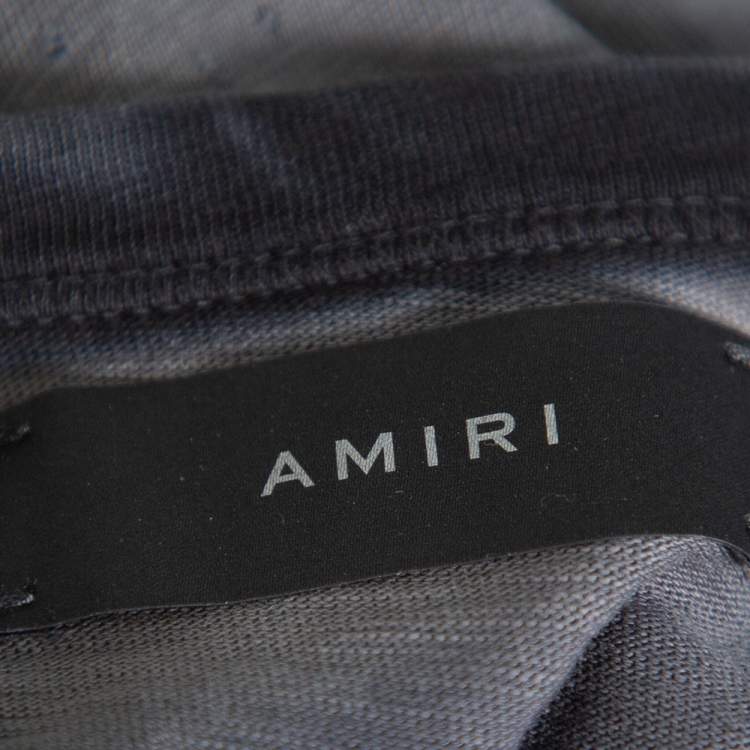 Pre Owned Amiri Black & Grey Cotton  Washed Out Effect Shotgun T Shirt S