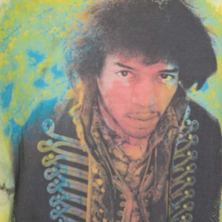 Pre Owned Amiri Multicolor Cotton Jimi Hendrix Printed Washed Out Effect Roundneck T-Shirt M
