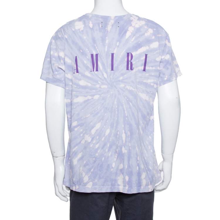 Pre Owned Amiri Purple Cotton Graphic Printed Tie Dye Effect Oversized T-shirt M