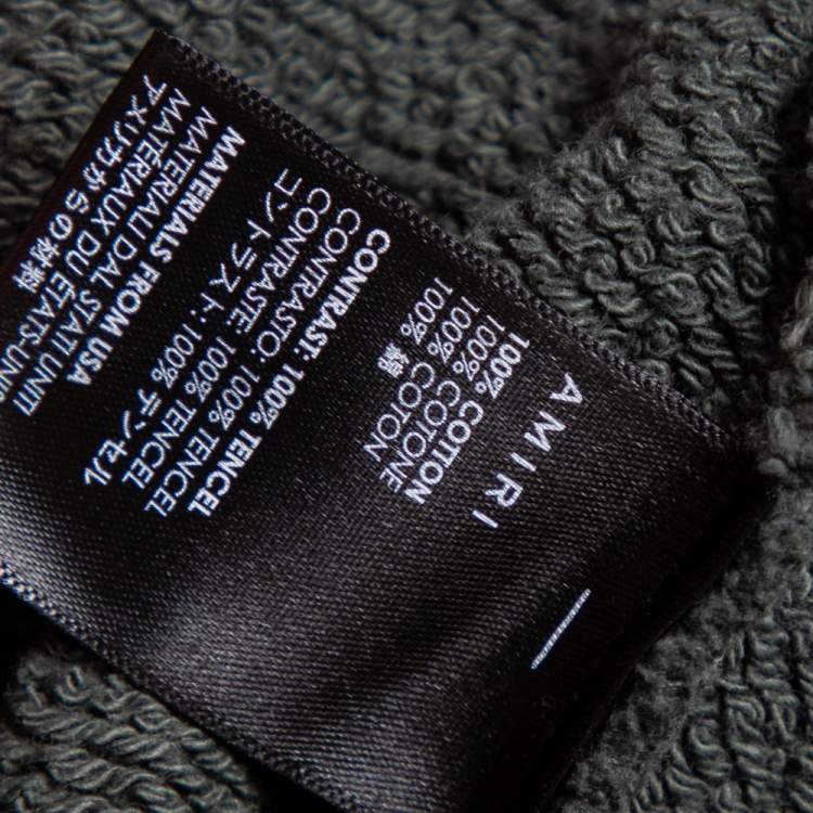 Pre Owned Amiri Military Green Cotton Knit Patched Detail Hoodie XS