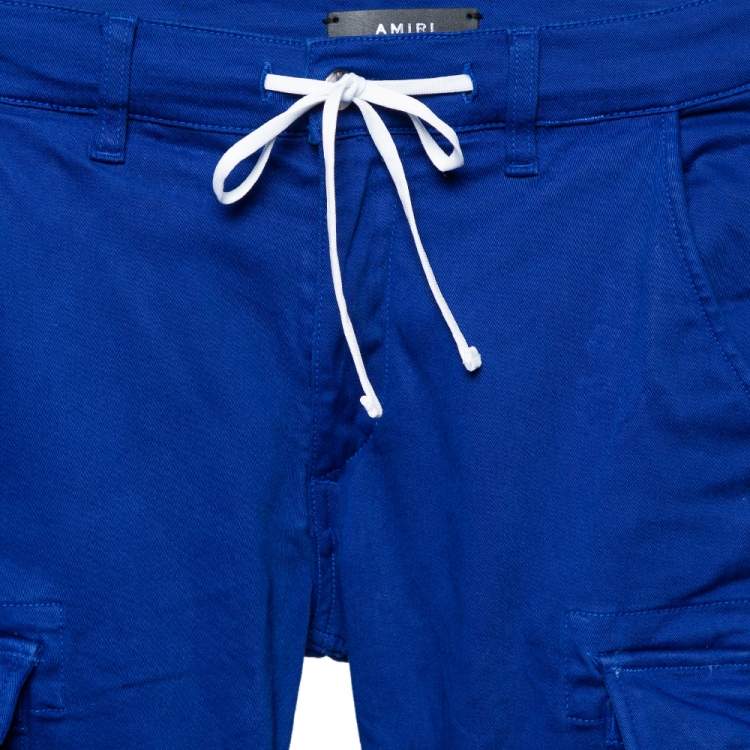 Pre Owned Amiri Navy Blue Cotton Side Stripe Detail Cargo Pants S