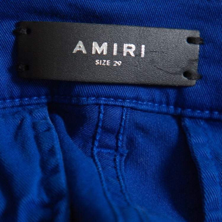 Pre Owned Amiri Navy Blue Cotton Side Stripe Detail Cargo Pants S