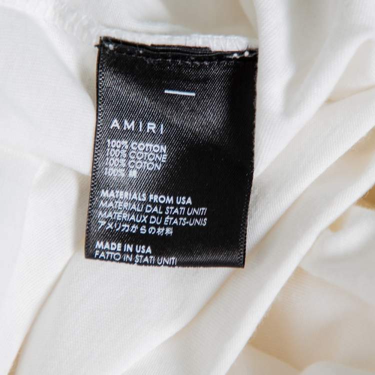 Pre Owned Amiri White Cotton Flocked Logo Detail Crewneck T-shirt S