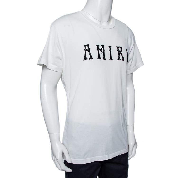 Amiri Logo Grey Cotton Tshirt