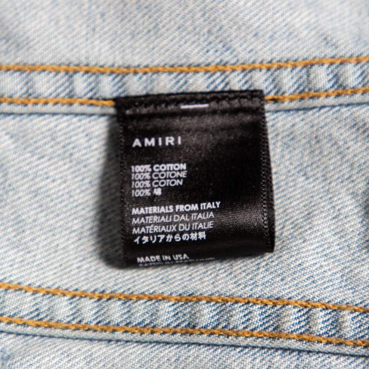 Pre Owned Amiri Blue Distressed Palm Tree Denim Jacket S