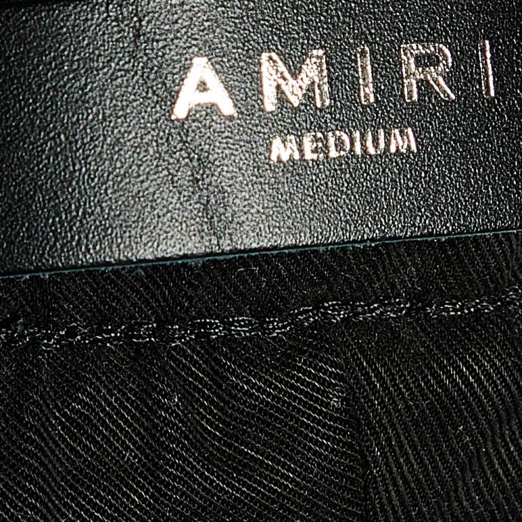 Pre Owned Amiri Monochrome Chess Board Pattern Cotton Knit Sweatpants M