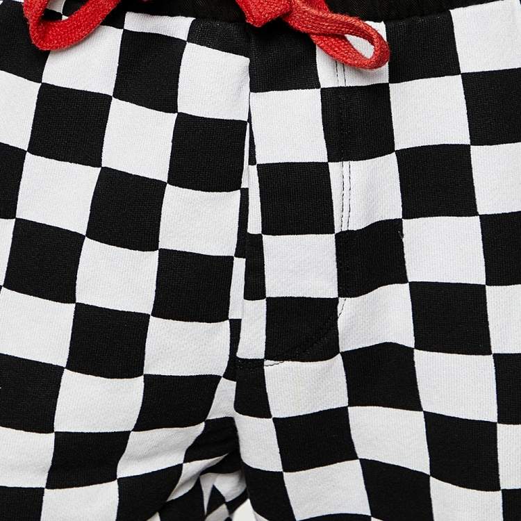 Pre Owned Amiri Monochrome Chess Board Pattern Cotton Knit Sweatpants M
