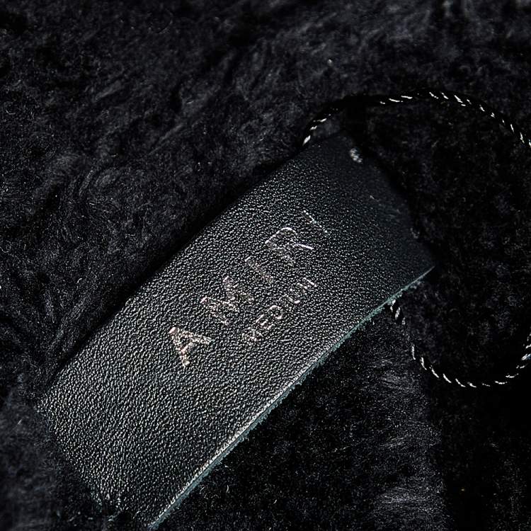 Pre Owned Amiri Black Faux Fur Zip Front Hooded Jacket M 