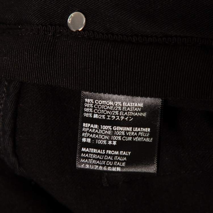Pre Owned Amiri Black Denim & Leather Inset Slim Fit Biker Jeans XL