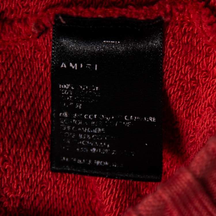 Pre Owned Amiri Orange Star Circle Embroidered Cotton Hoodie L
