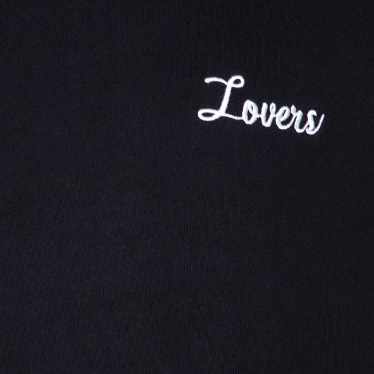 Pre Owned Amiri Black Lovers Embroidered Cotton Hooded Sweatshirt XL