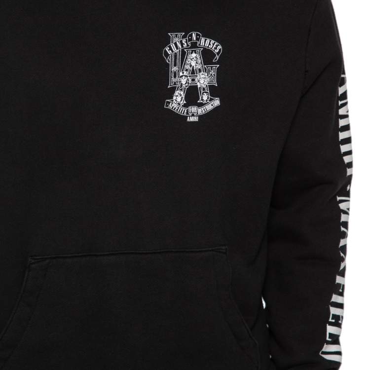 Pre Owned Amiri Black Cotton Guns N Roses Printed Hoodie M