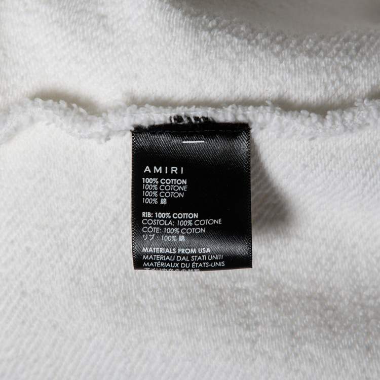 Pre Owned Amiri White Distressed Cotton Long Sleeve Oversized Hoodie S