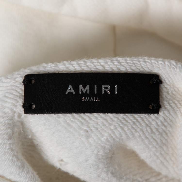 Pre Owned Amiri White Distressed Cotton Long Sleeve Oversized Hoodie S