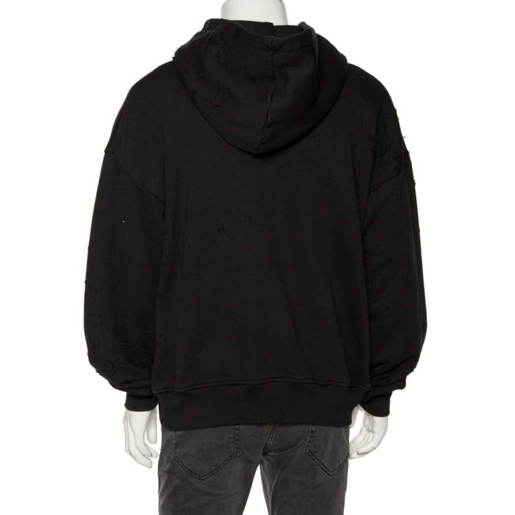 Pre Owned Amiri Black Distressed Cotton Long Sleeve Oversized Hoodie S