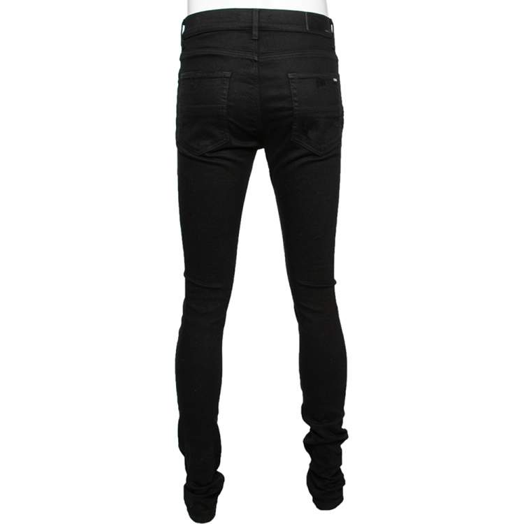Pre Owned Amiri Black Distressed Denim Straight Jeans M