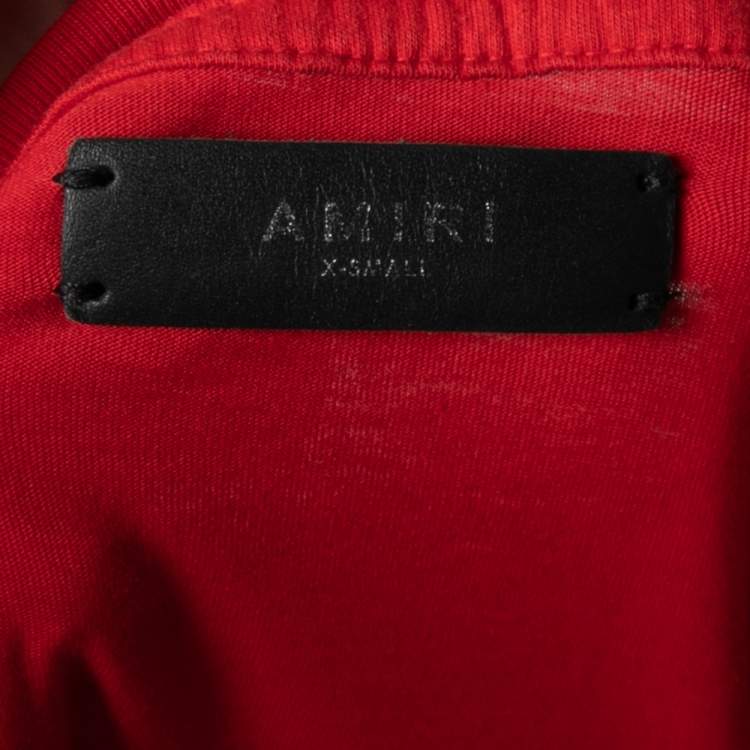مملوكة مسبقًا Amiri Red Cotton Crew Neck Fighters Printed Short Sleeve T-Shirt XS