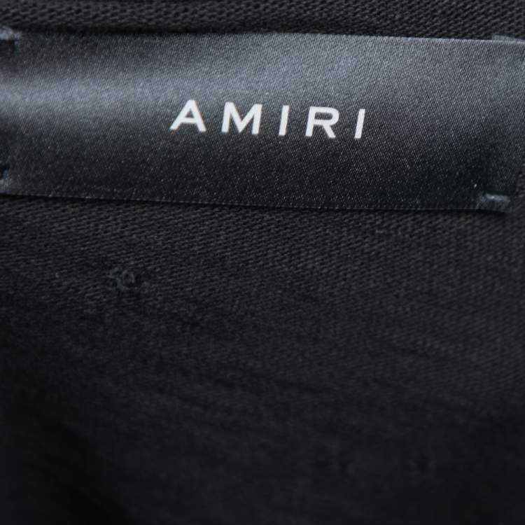 Pre Owned Amiri Black Distressed Cotton Crew Neck T Shirt S
