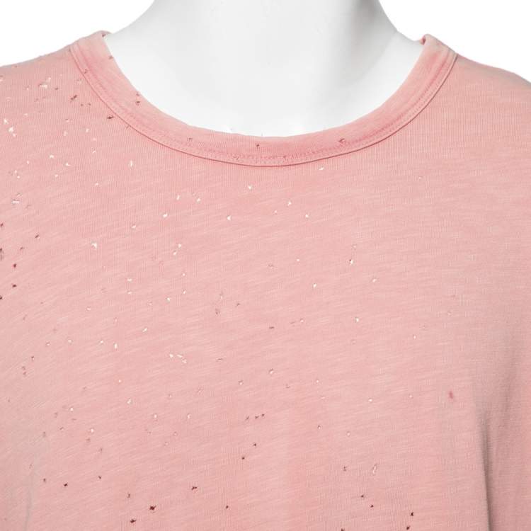 Pre Owned Amiri Pink Cotton Washed Shotgun Crew Neck Short Sleeve T-Shirt S