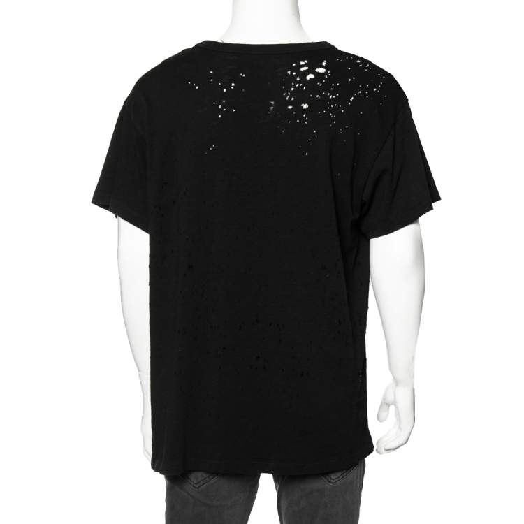 Pre Owned Amiri Black Cotton Washed Shotgun Crew Neck Short Sleeve T-Shirt M