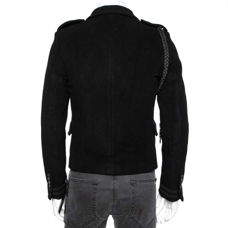 Pre Owned Amiri Black Wool Double Breasted Long Sleeve Coat XS