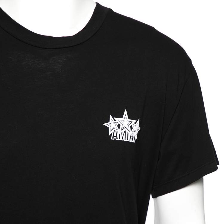 Pre Owned Amiri Black Star Logo Printed Cotton Short Sleeve T-Shirt XS