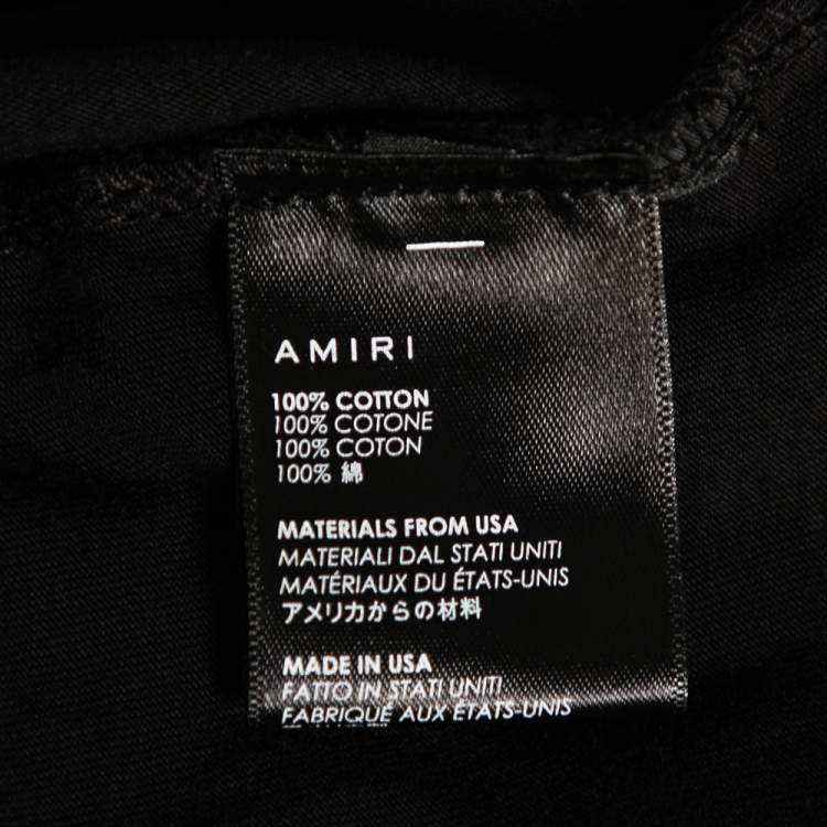 Pre Owned Amiri Black Cotton Logo Printed Crew Neck Short Sleeve T-Shirt S