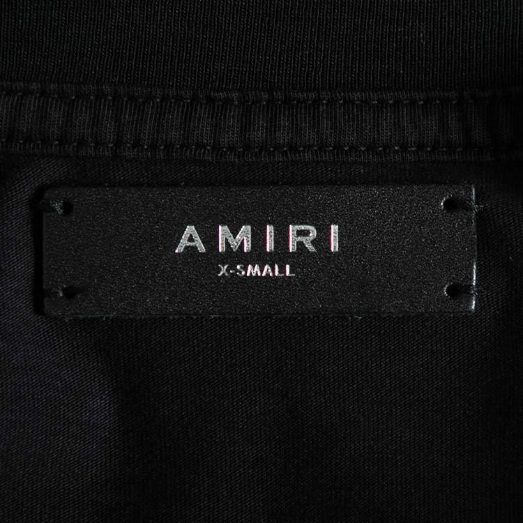 Pre Owned Amiri Black Cotton Logo Printed Crew Neck Short Sleeve T-Shirt S