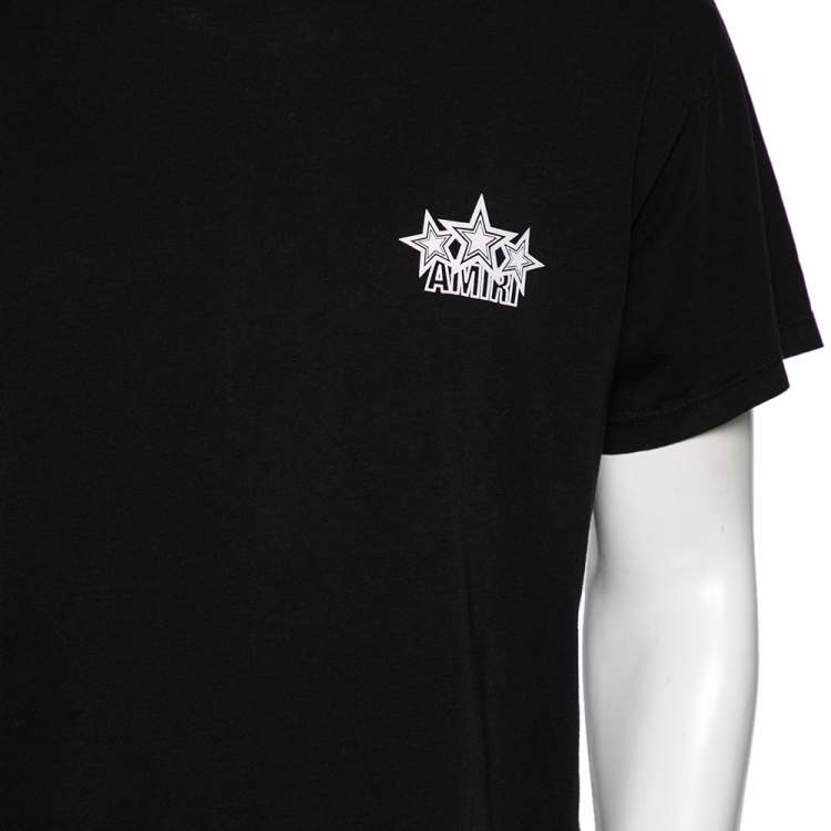 Pre Owned Amiri Black Cotton Logo Printed Crew Neck Short Sleeve T-Shirt S
