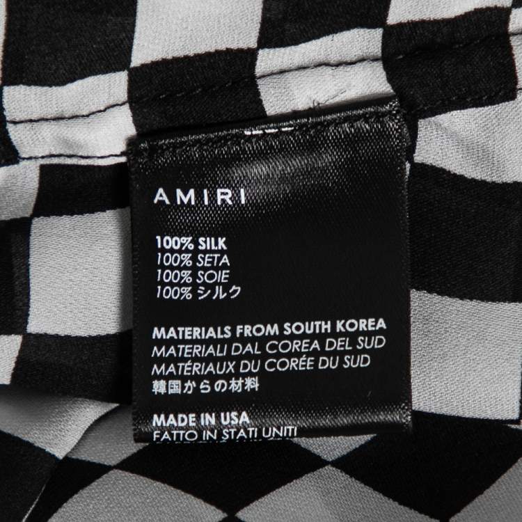 Pre Owned Amiri Black and White Racer Check Silk Button Front Shirt XL