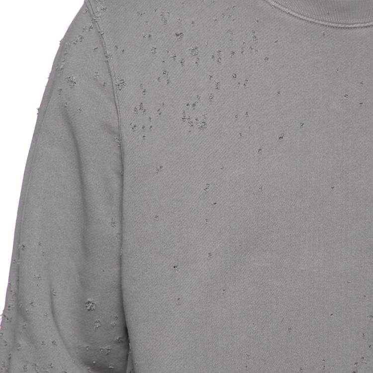 Pre Owned Amiri Grey Distressed Cotton Shotgun Crewneck Sweatshirt XS