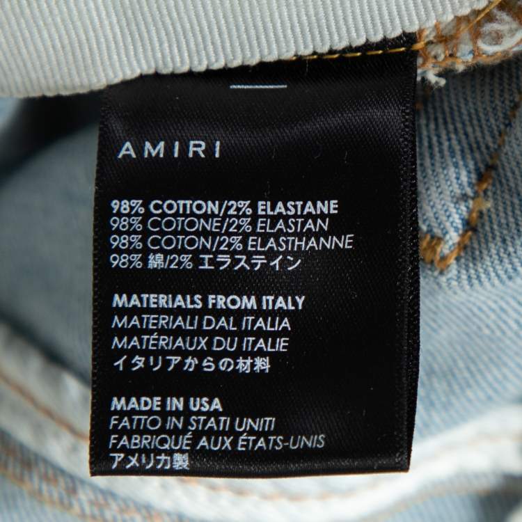 Pre Owned Amiri Indigo Light Wash Denim Distressed Skinny Jeans XS