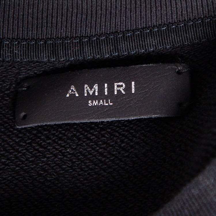 Pre Owned Amiri Black Terry Knit Falcon Print Crewneck Sweatshirt S
