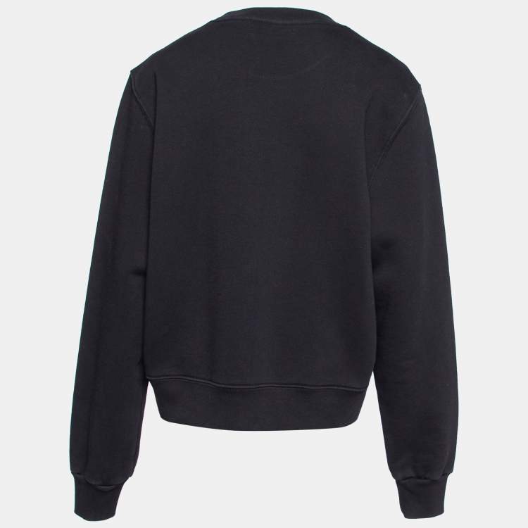 Pre Owned Amiri Black Terry Knit Falcon Print Crewneck Sweatshirt S