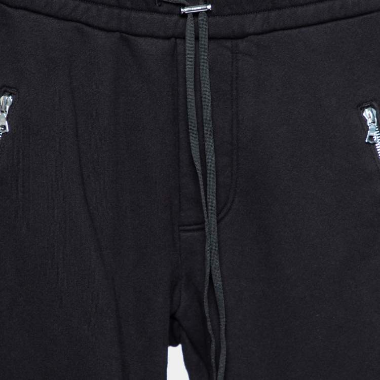 Pre Owned Amiri Black Distressed Cotton & Leather Inset Sweatpants XS