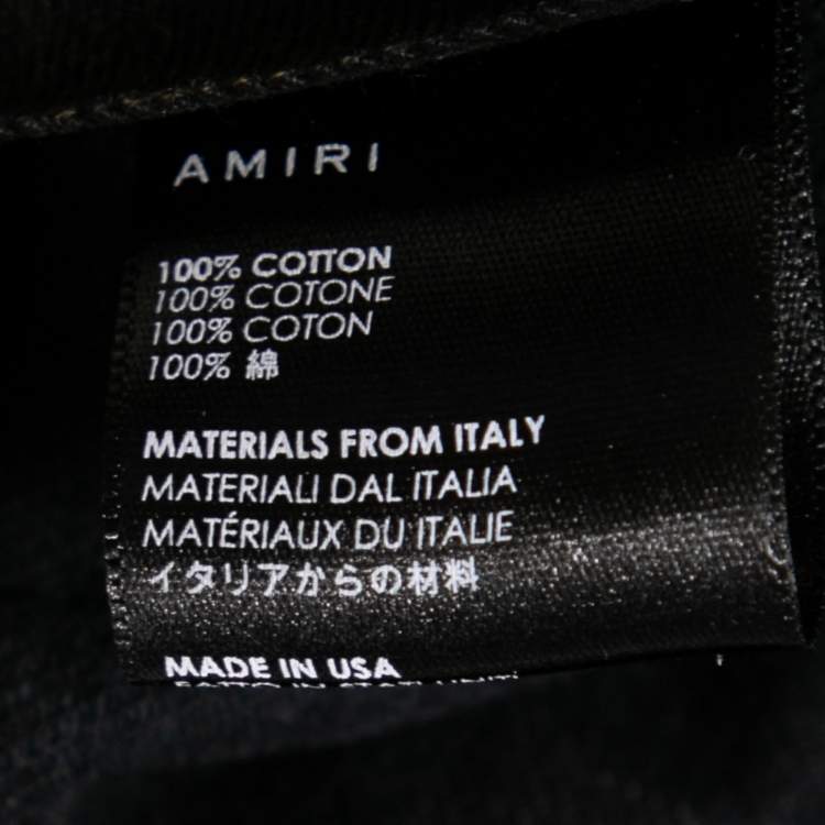 Pre Owned Amiri Black Distressed Contrast Stripe Printed Denim Shorts S