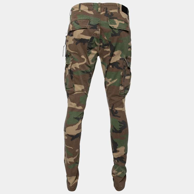 Pre Owned Amiri Brown & Green Camouflage Cotton Cargo Pants M 