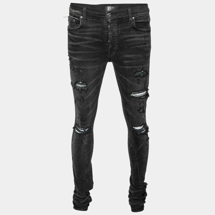 Denim Dark Distressed Skinny Jeans