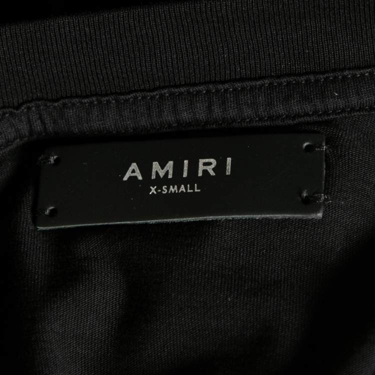 Pre Owned Amiri Black Cotton Leopard Star Printed Crew Neck T-Shirt XS