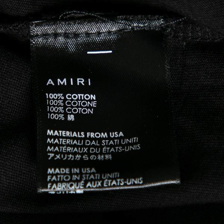 Pre Owned Amiri Black Cotton Leopard Star Printed Crew Neck T-Shirt XS