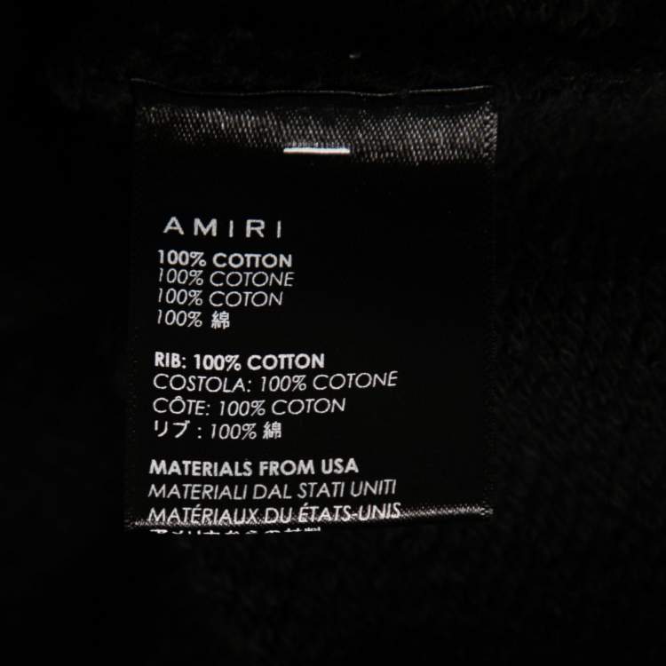 مملوكة مسبقًا Amiri Black Cotton Bone Embroidered Sleeve Oversized Hoodie XS