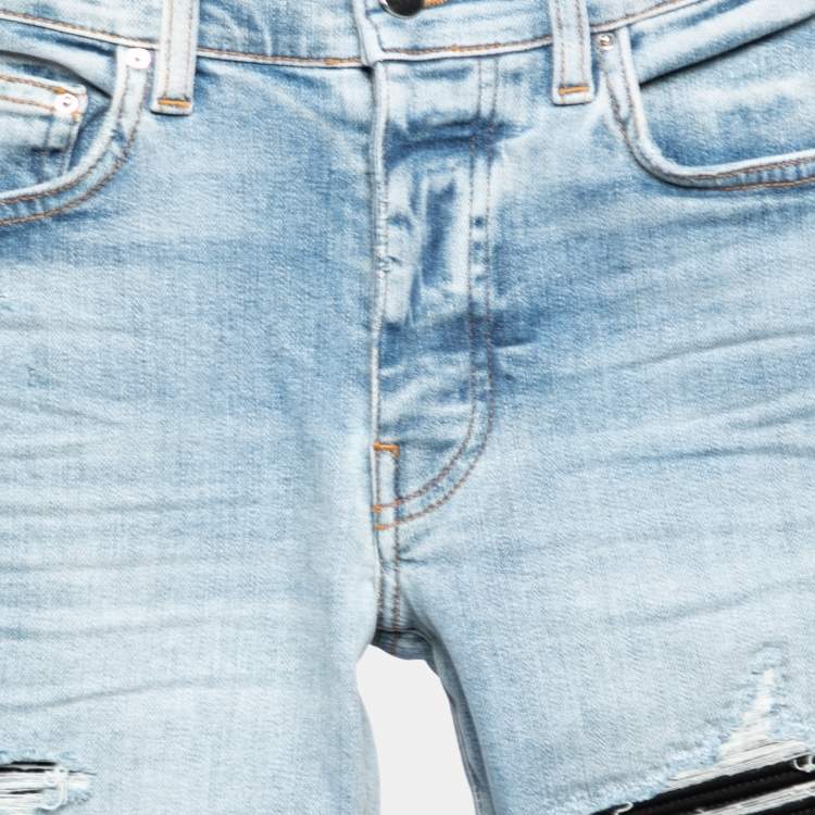 مملوكة مسبقًا Amiri Blue Denim Distressed Slim Fit Jeans S