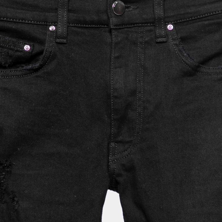 Pre Owned Amiri Black Denim Distressed Skinny Jeans S