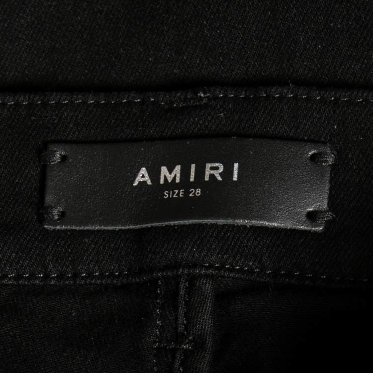 Pre Owned Amiri Black Denim Distressed Skinny Jeans S