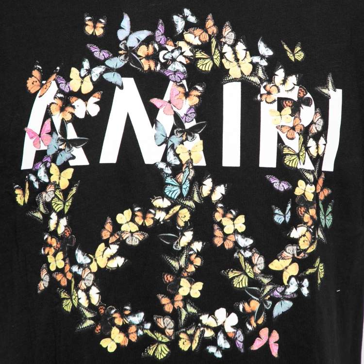 Pre Owned Amiri Black Peace Butterfly Printed Cotton Crew Neck T-Shirt XS