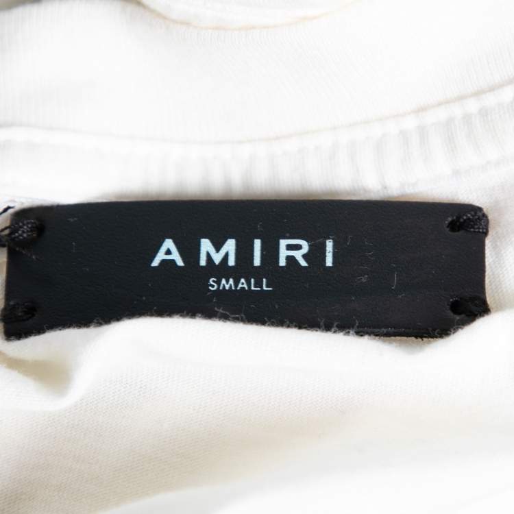 مملوكة مسبقًا Amiri White City Dragon Graphic Printed Cotton Distressed T-Shirt S